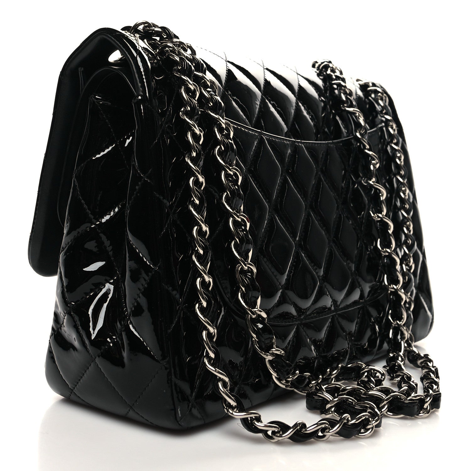 Chanel Patent Quilted Jumbo Double Flap Black 3 of 11