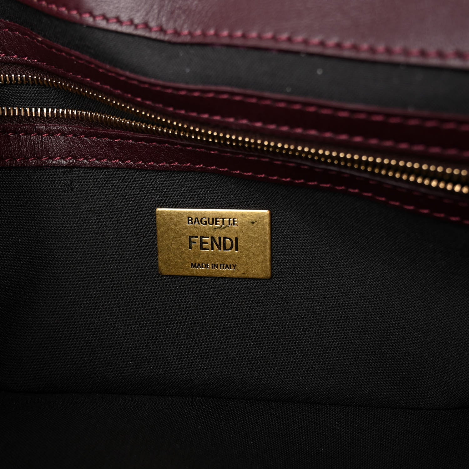 Fendi Nappa FF 1974 Embossed Baguette Granata 6 of 9