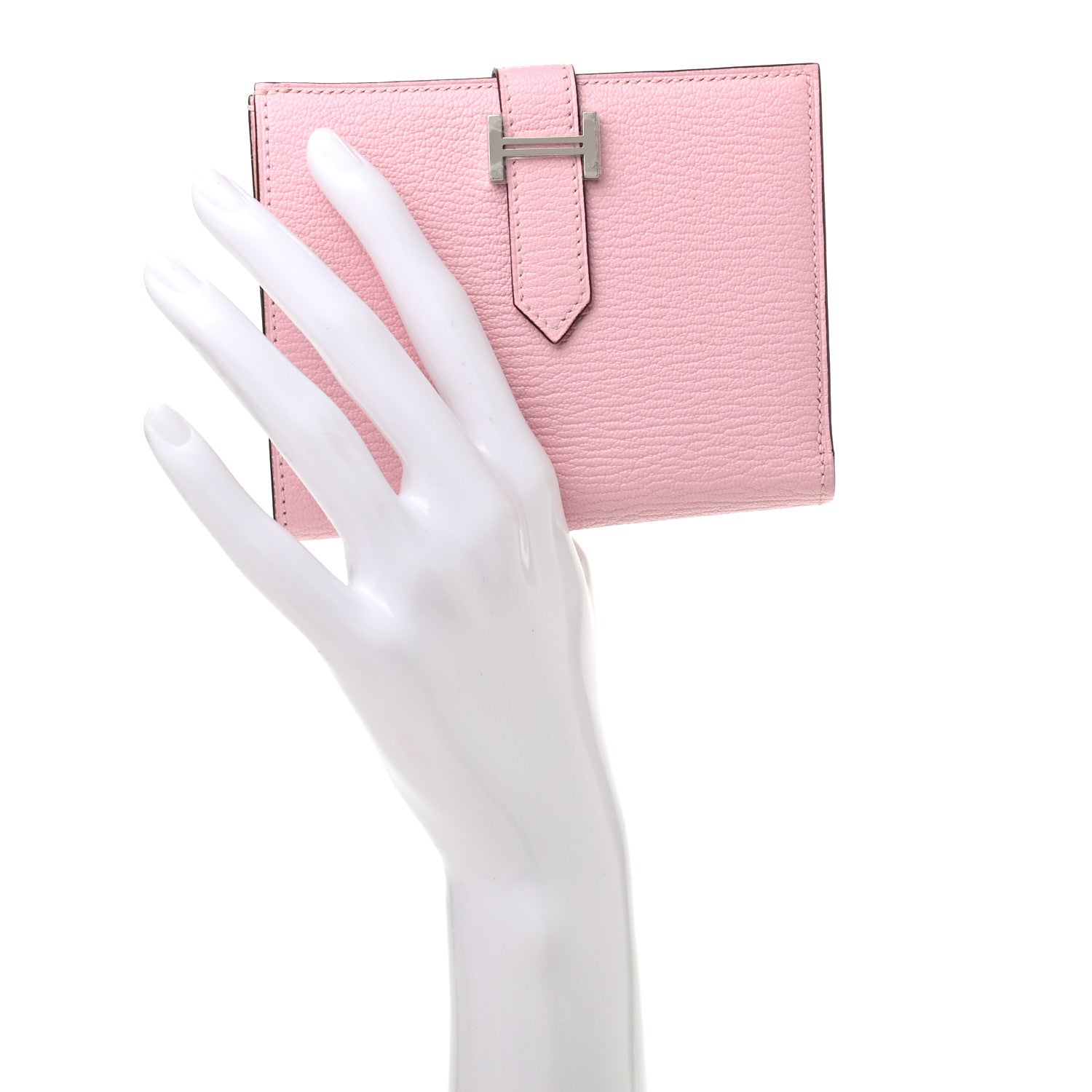 Hermes Chevre Mysore Bearn Compact Wallet Rose Sakura 2 of 7