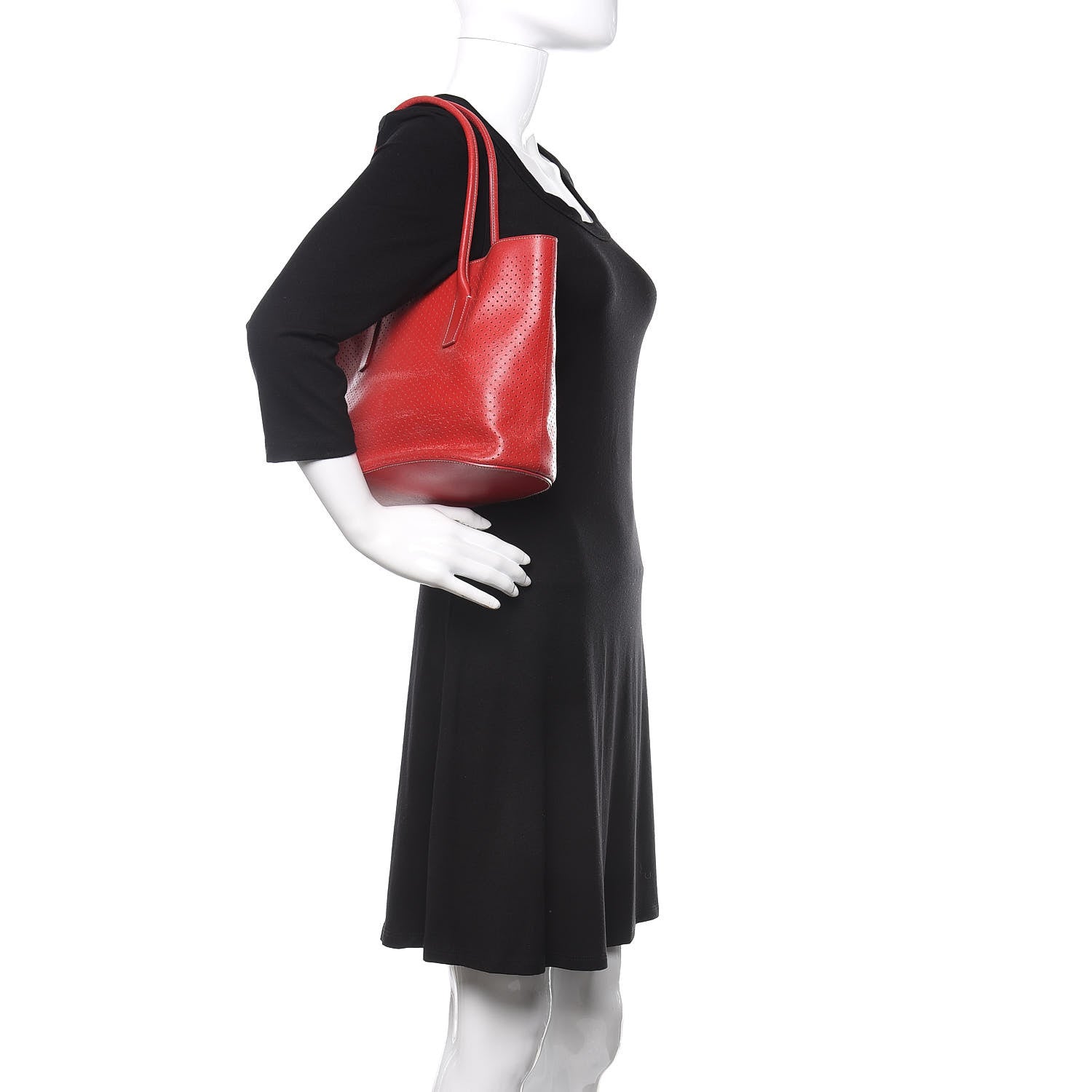 Prada Vitello Drive Perforated Perforated Tote Fuoco 2 of 11