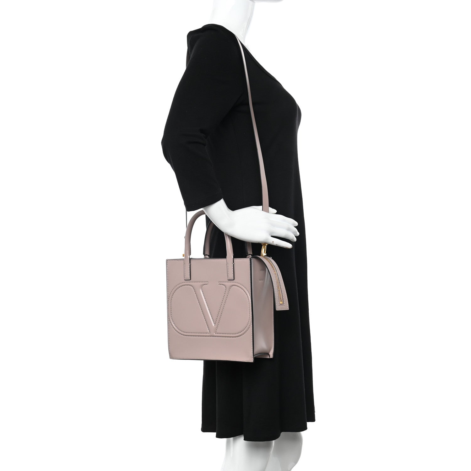 Valentino Garavani Calfskin VLogo Small Walk Tote Poudre 1332642