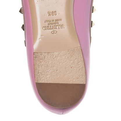 Valentino Garavani Calfskin Nappa Rockstud Ballerina Flats 38.5 Giacinto Poudre 14 of 15