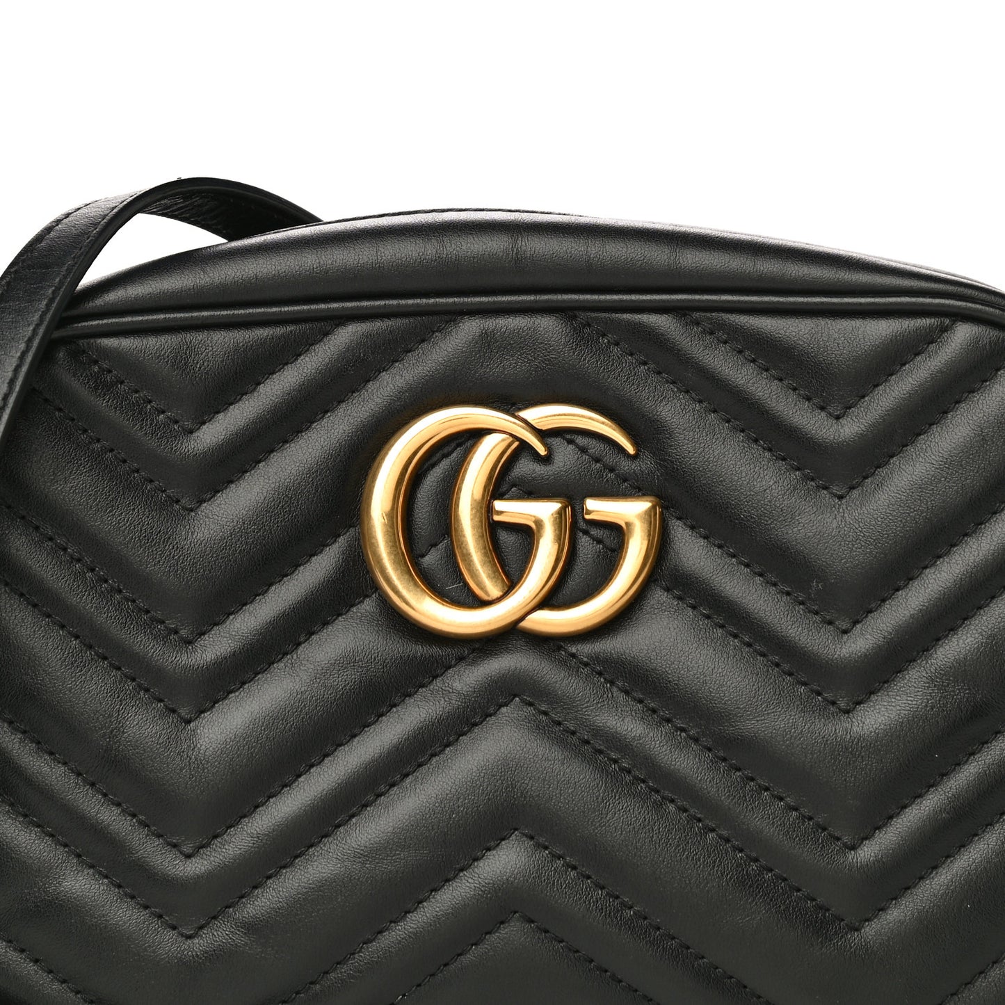 Calfskin Matelasse Small GG Marmont Chain Shoulder Bag Black