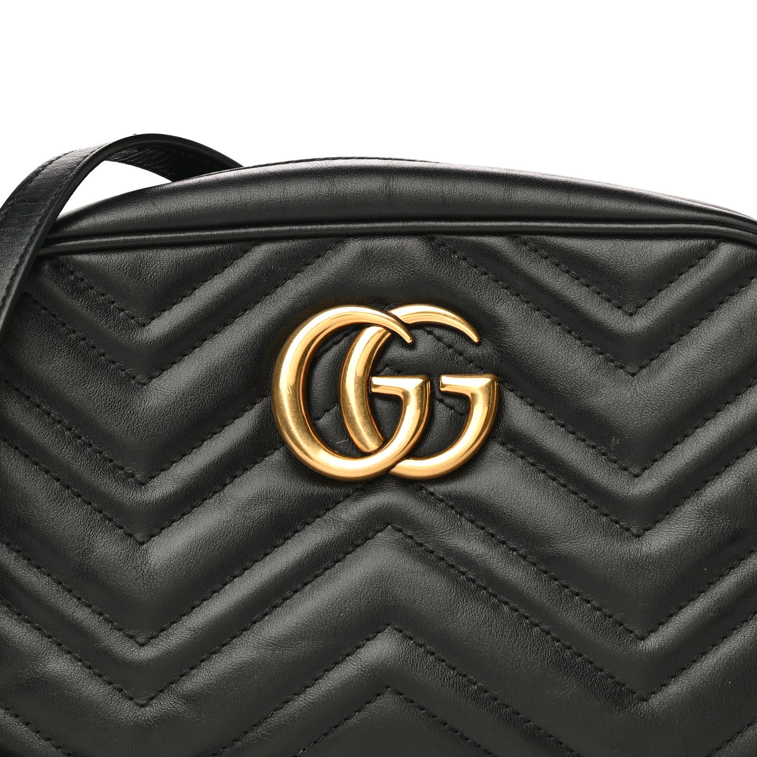 Gucci Calfskin Matelasse Small GG Marmont Chain Shoulder Bag Black 9 of 12