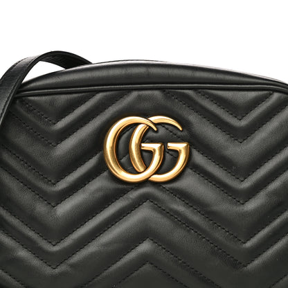 Gucci Calfskin Matelasse Small GG Marmont Chain Shoulder Bag Black 9 of 12