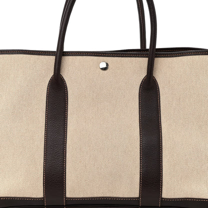 Hermes Buffle Skipper Toile Garden Party 36 MM Tote Marron Fonce 7 of 9
