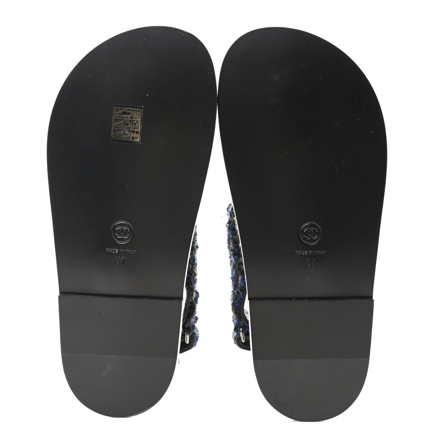 Iridescent Tweed Velcro Dad Sandals 37 Navy Blue Multicolor