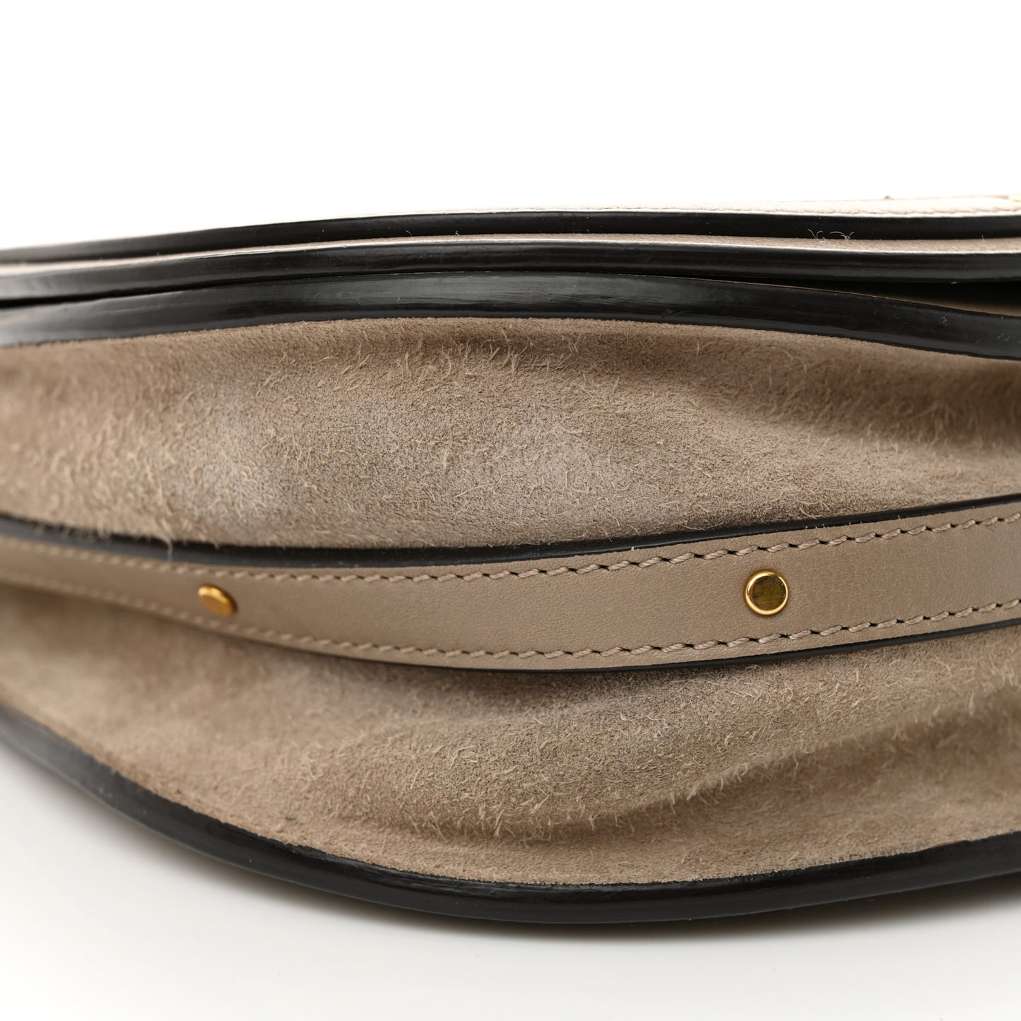 Calfskin Suede Medium Nile Bracelet Bag Motty Grey