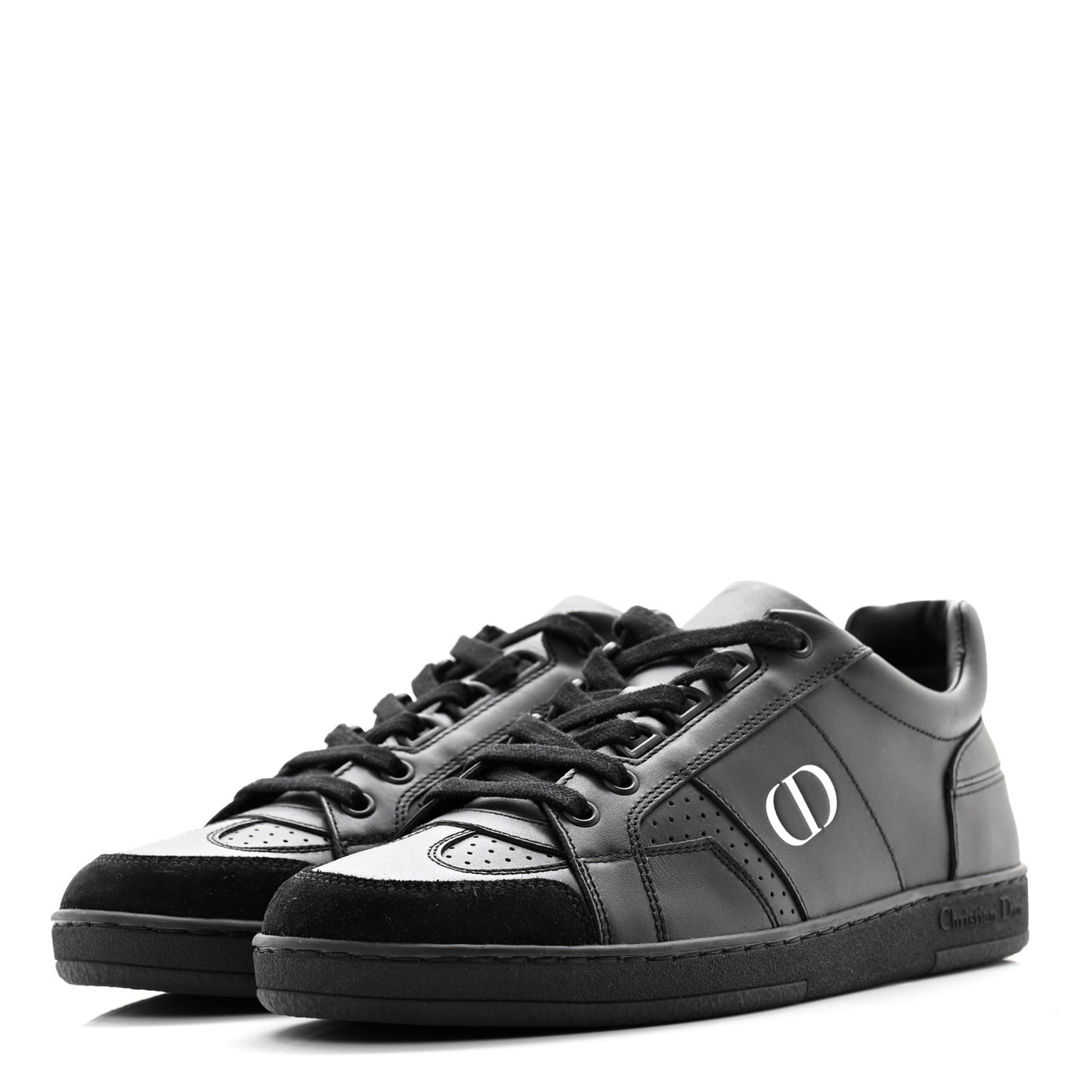 Calfskin Suede Logo Sneakers 36 Black