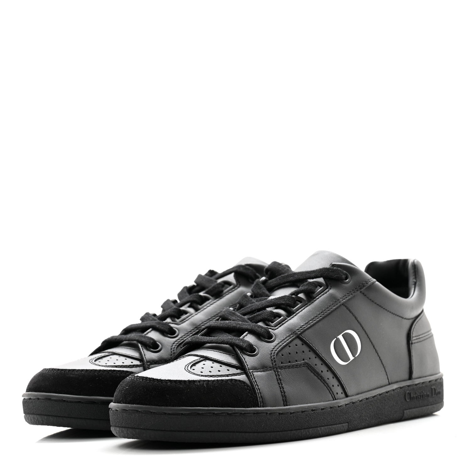 Christian Dior Calfskin Suede Logo Sneakers 36 Black 3 of 11