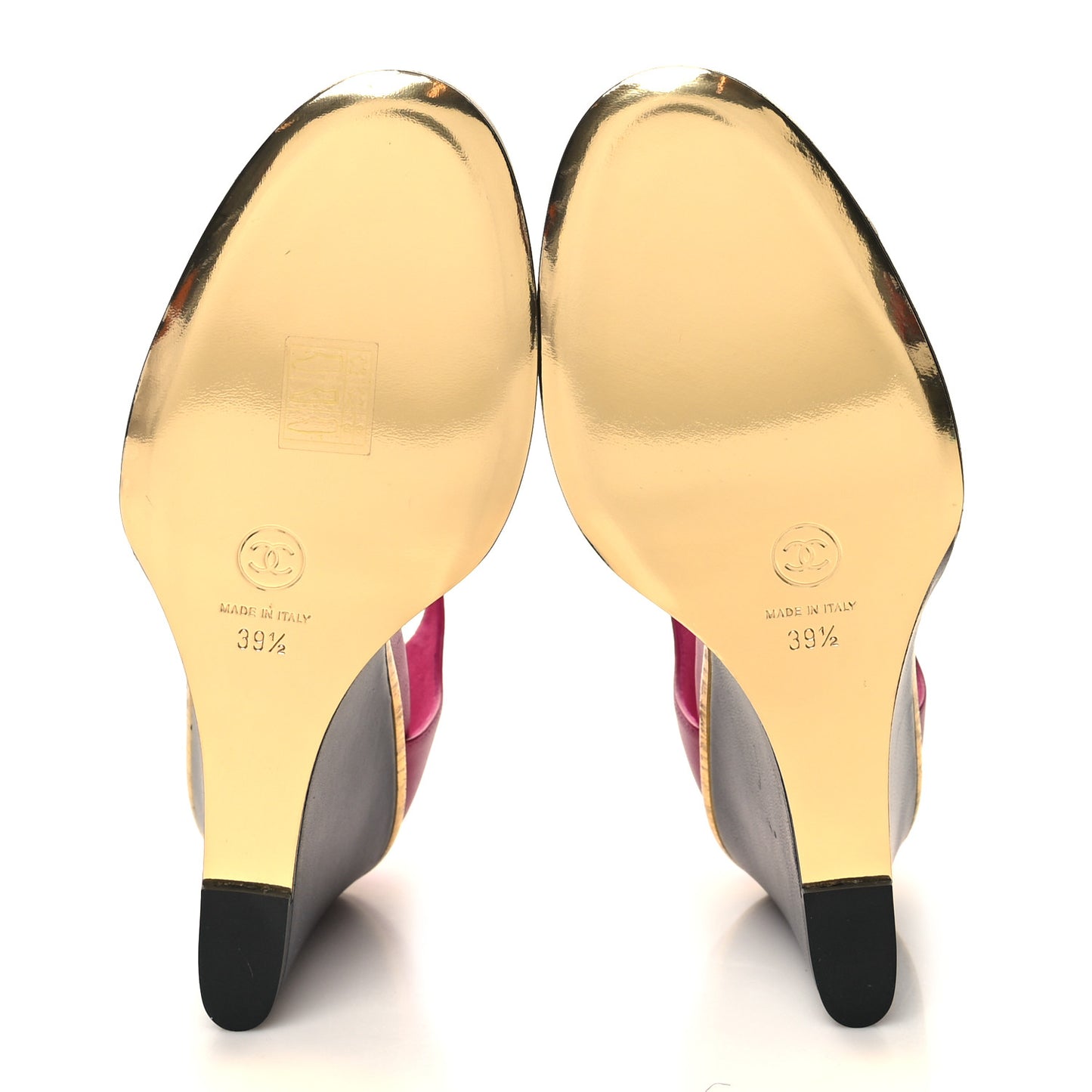Lambskin Cap Toe Open Wedge 39.5 Fuchsia Black