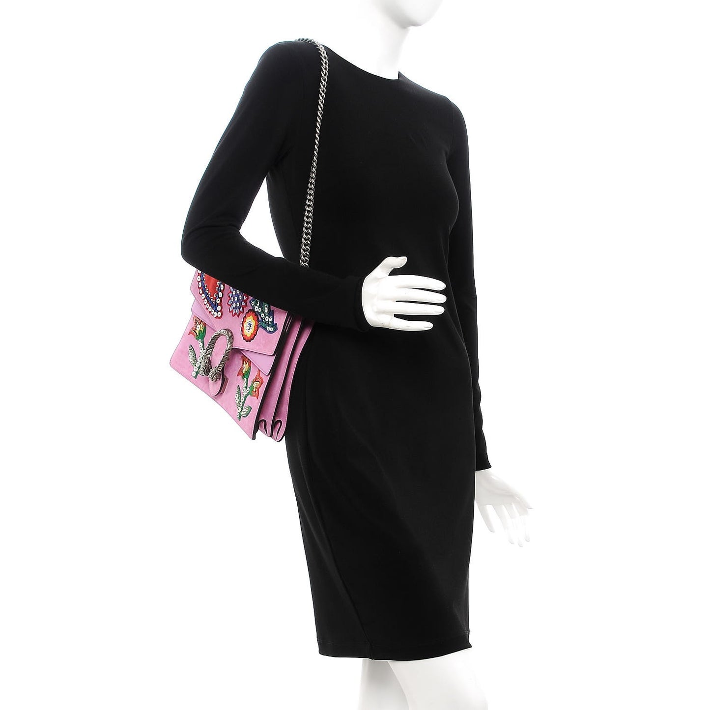 Suede Cudu Embroidered Medium Dionysus Shoulder Bag Candy Mousse Multicolor