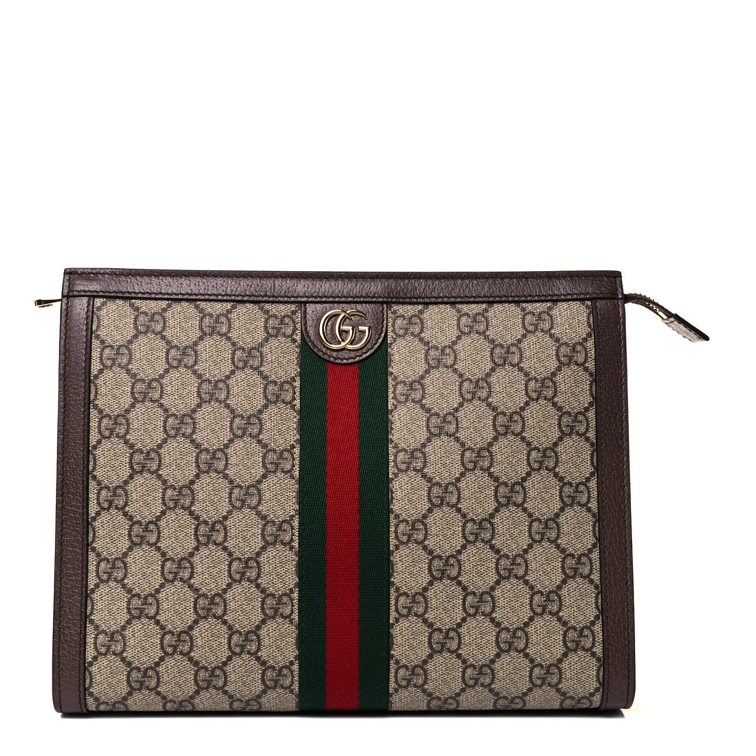 Gucci GG Supreme Monogram Web Ophidia Pouch Brown 1 of 7