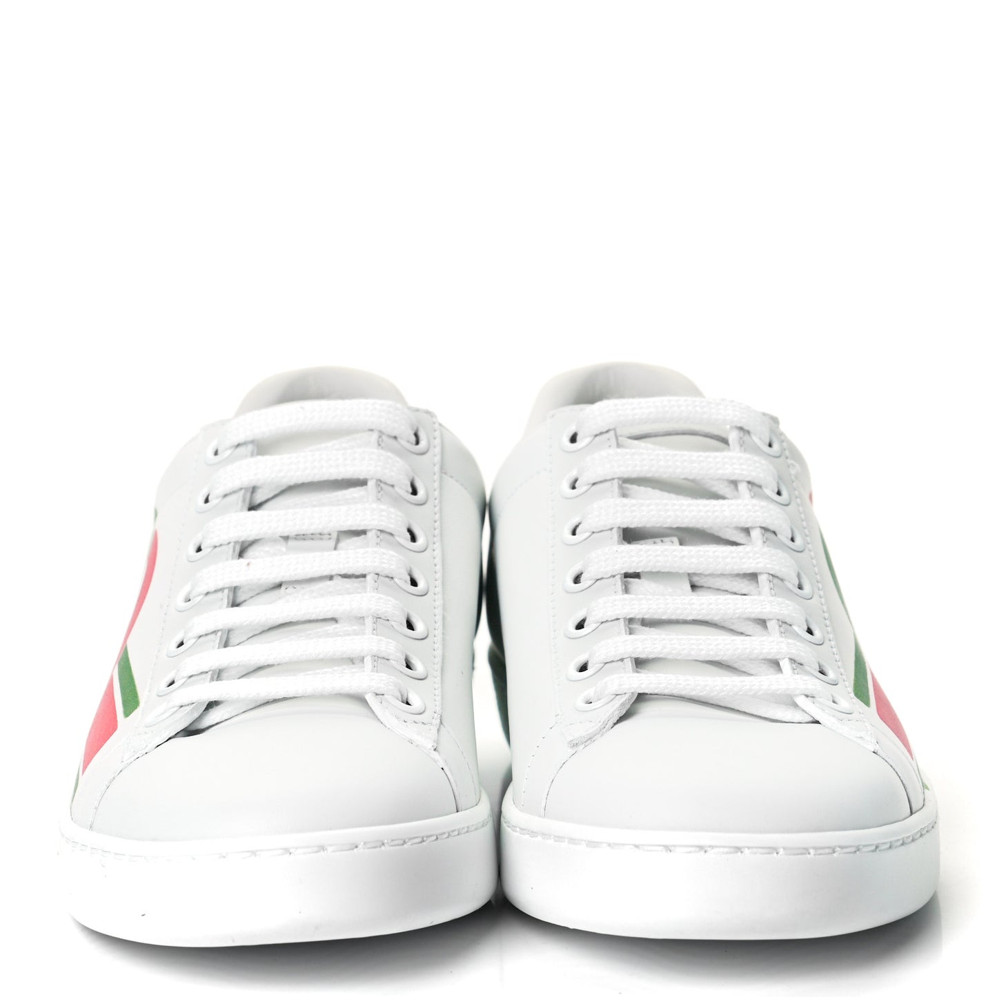 Calfskin Interlocking G Womens New Ace Sneakers 35 White Red Flame Green