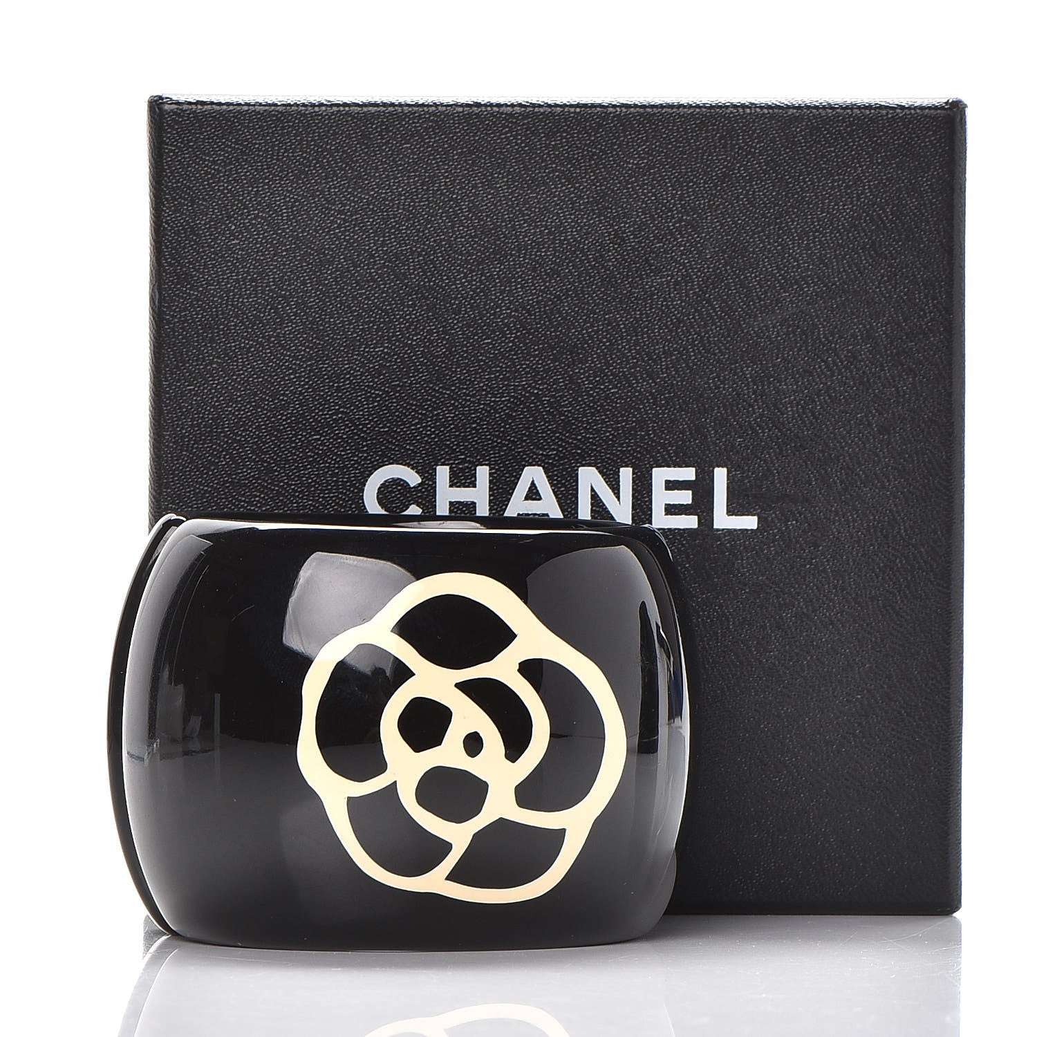 Chanel Resin CC Camellia Cuff Bracelet Black 4 of 4