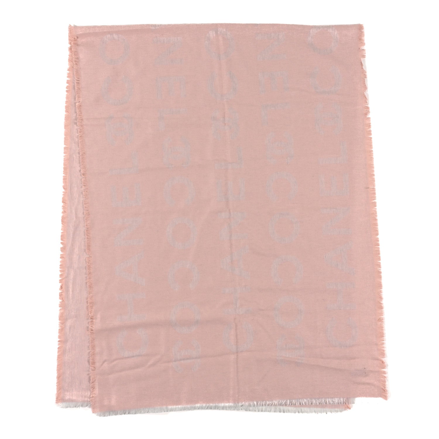 Chanel Silk Cashmere CC Fringe Scarf Light Pink 2 of 3