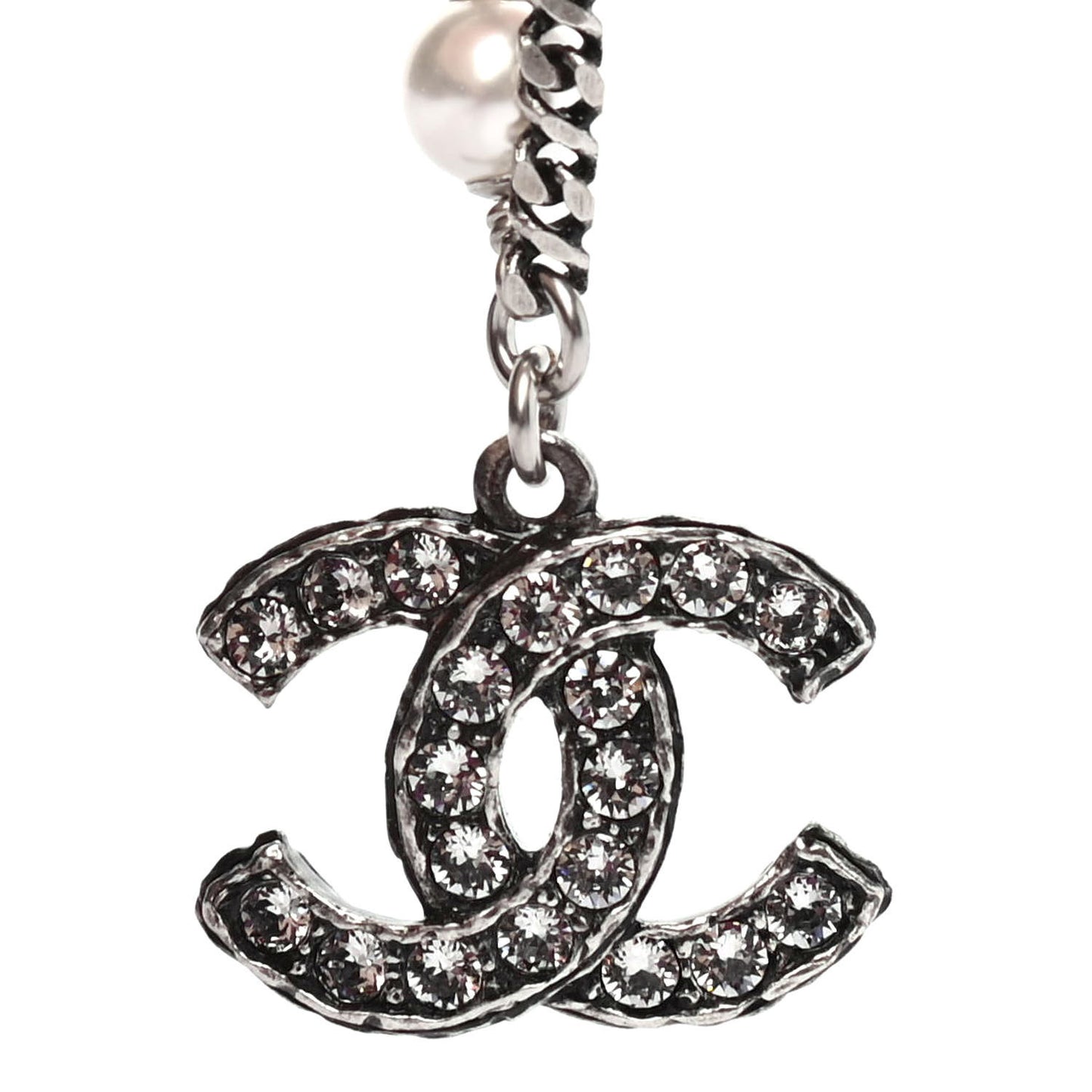 Ruthenium Pearl Crystal CC Bracelet Silver