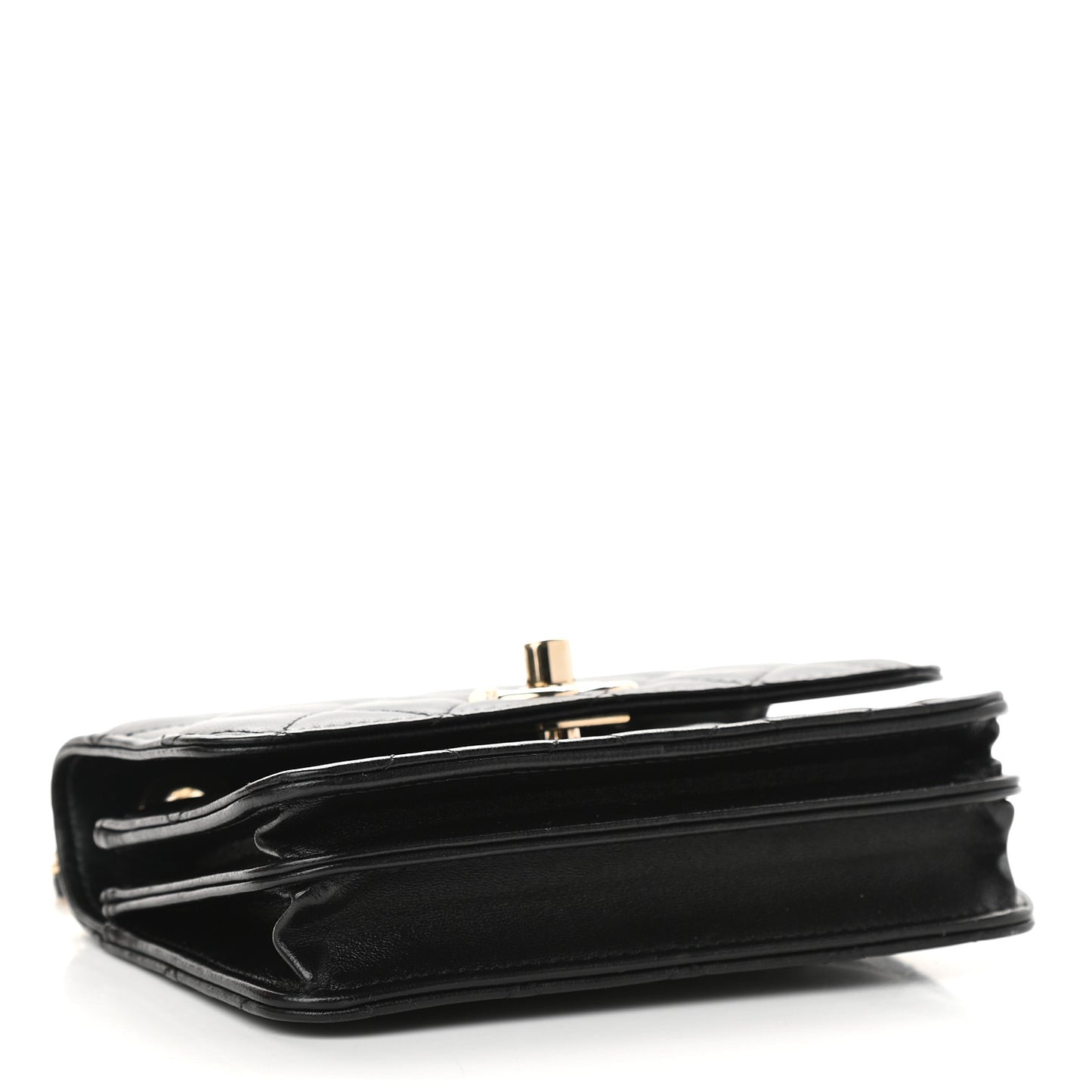 Lambskin Quilted Mini Trendy CC Wallet On Chain WOC Black