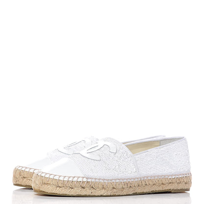 Chanel Patent Sequin CC Espadrilles 40 White 3 of 11