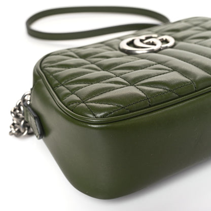 Gucci Calfskin Matelasse Aria Small GG Marmont Chain Shoulder Bag Military Wood 7 of 8