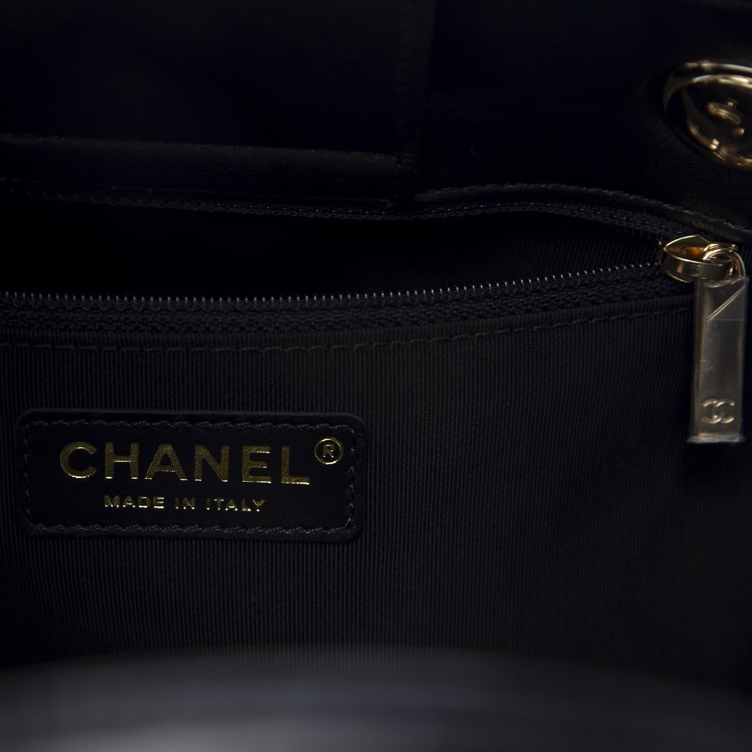 Chanel Calfskin Chevron Quilted Small Statement Shopping Tote Black 8 of 10
