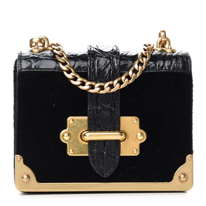 Prada Velvet Crocodile Micro Cahier Bag Black 1 of 12