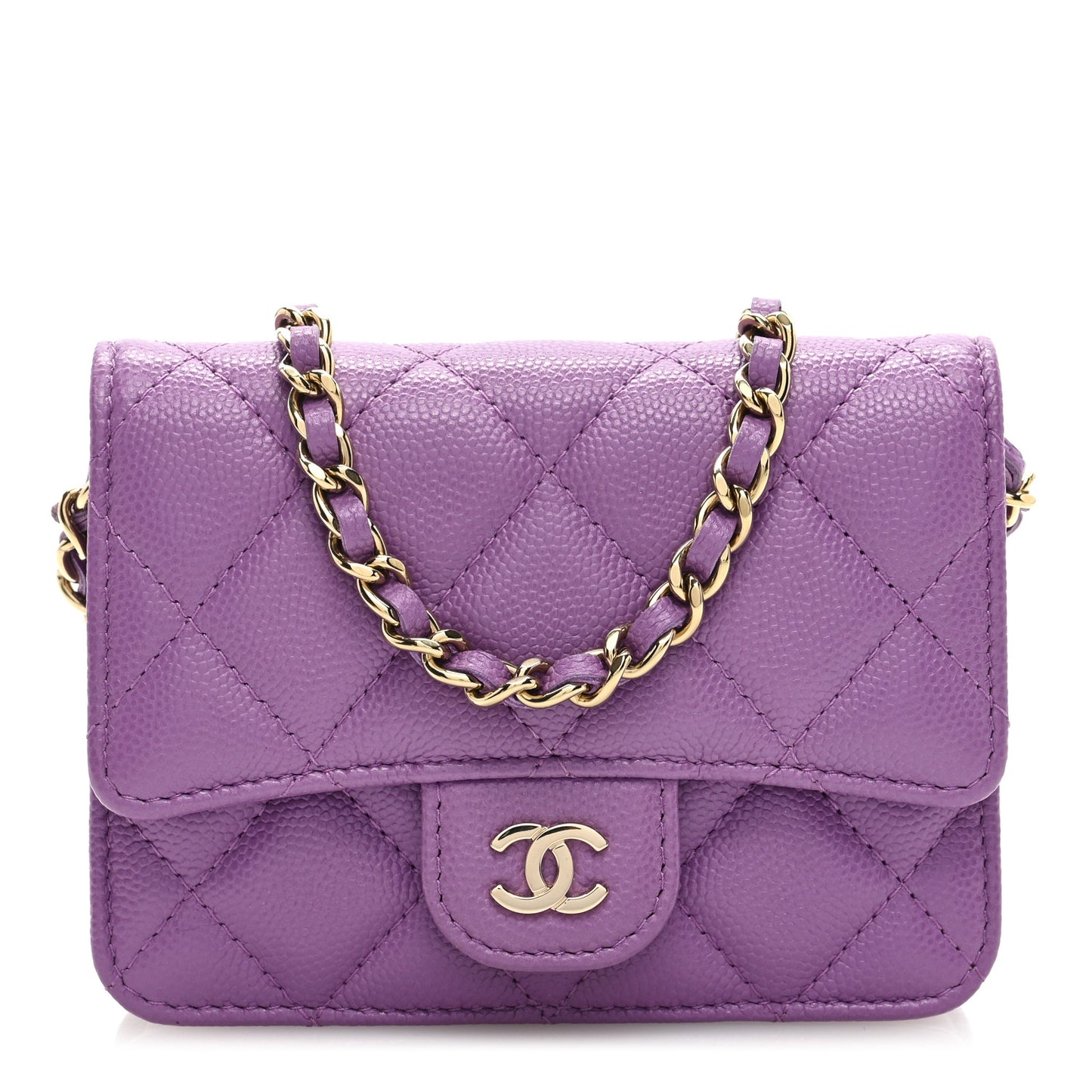 Caviar Quilted Mini Chain Bag Purple