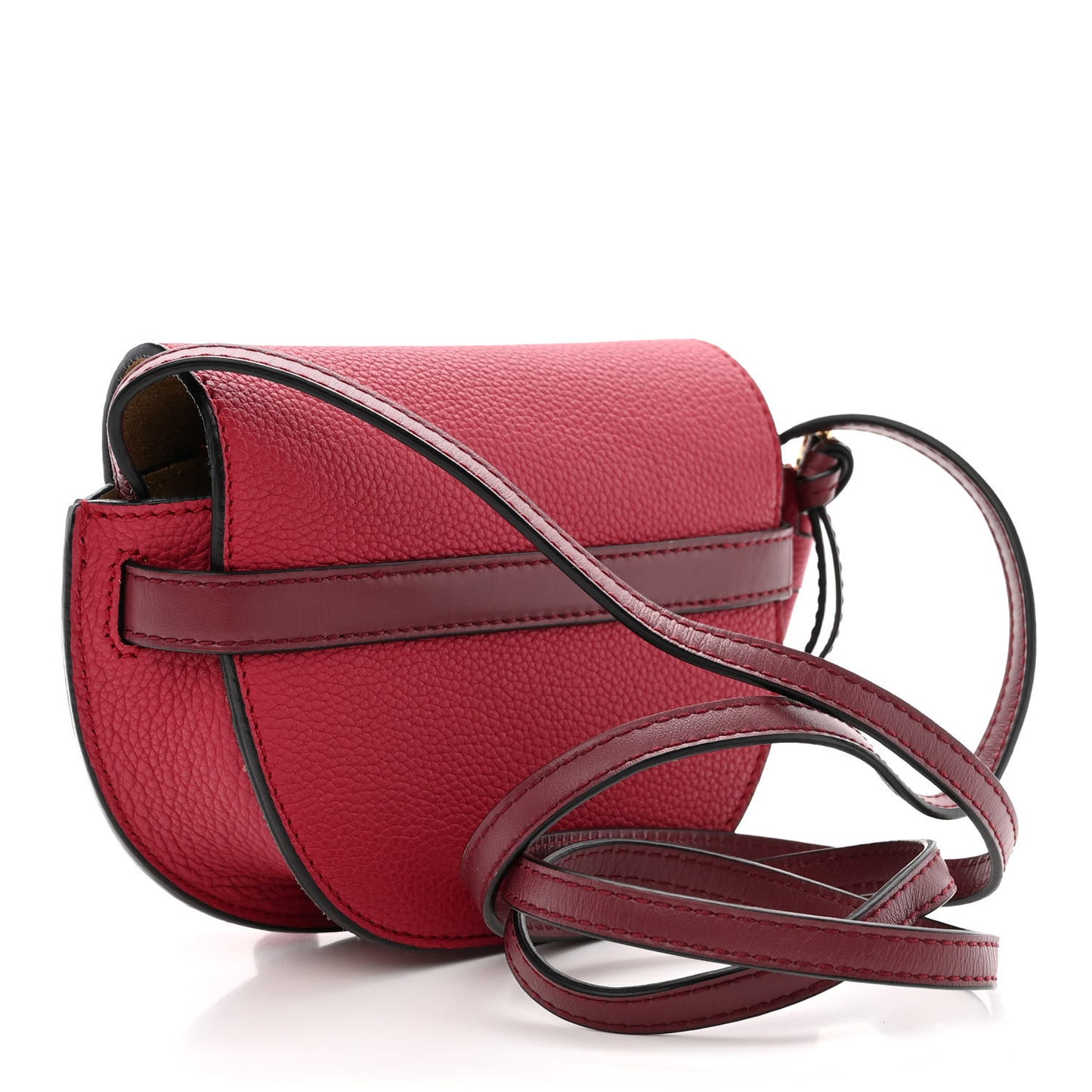 Grained Calfskin Mini Gate Crossbody Bag Raspberry Wine