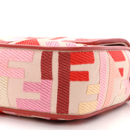 Fendi Canvas Vitello King FF Embroidered Baguette Rosa Quarzo Bloody Mary Multicolor 10 of 11
