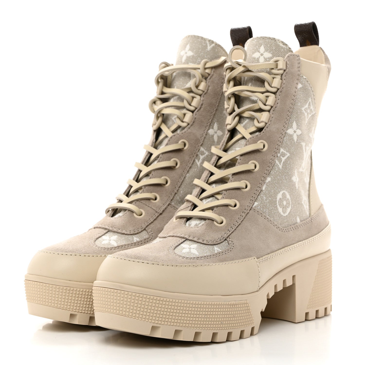 Louis Vuitton Suede Calfskin Monogram Laureate Platform Desert Boots 39 Taupe 3 of 8