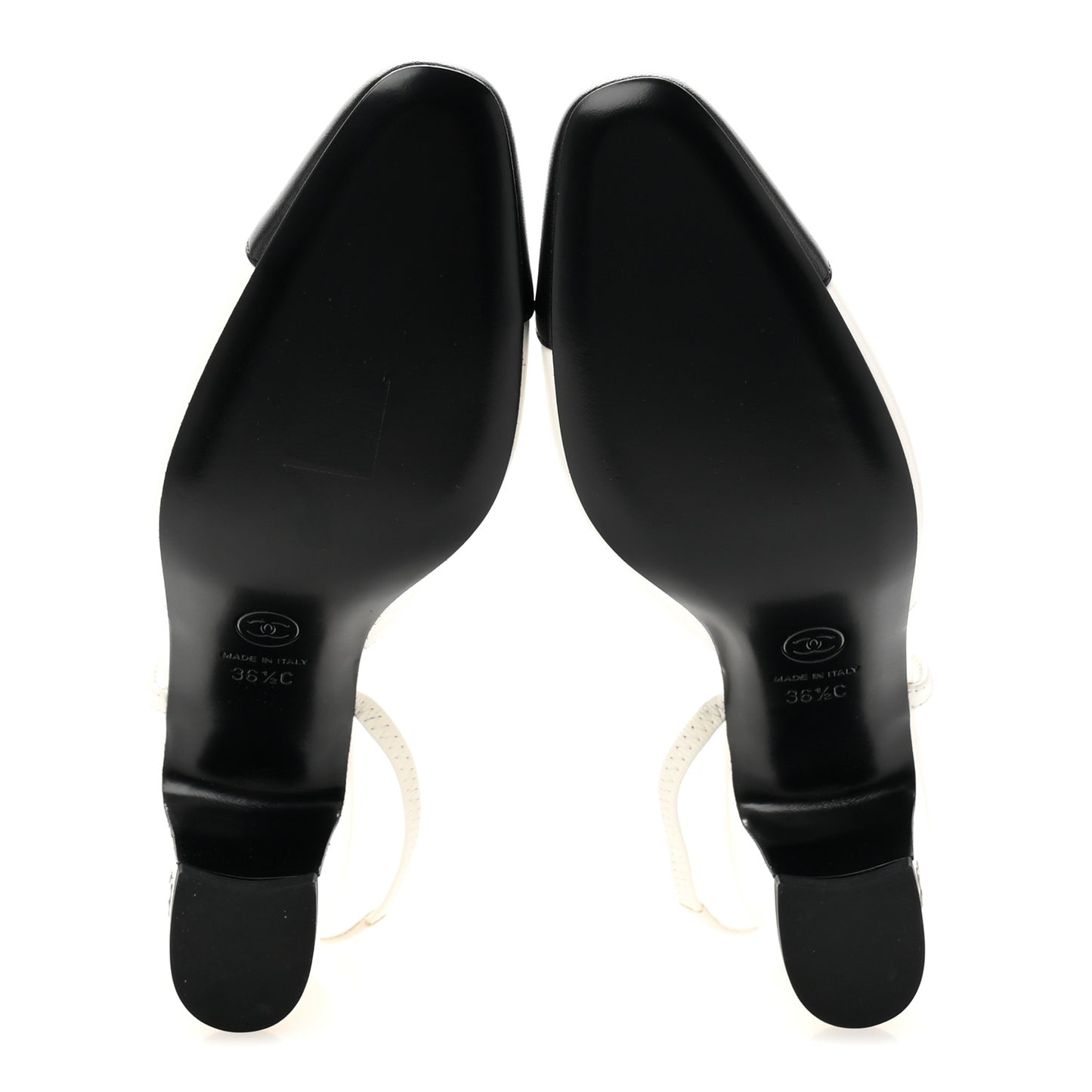 Lambskin Cap Toe CC Slingback Pumps 36.5 White Black