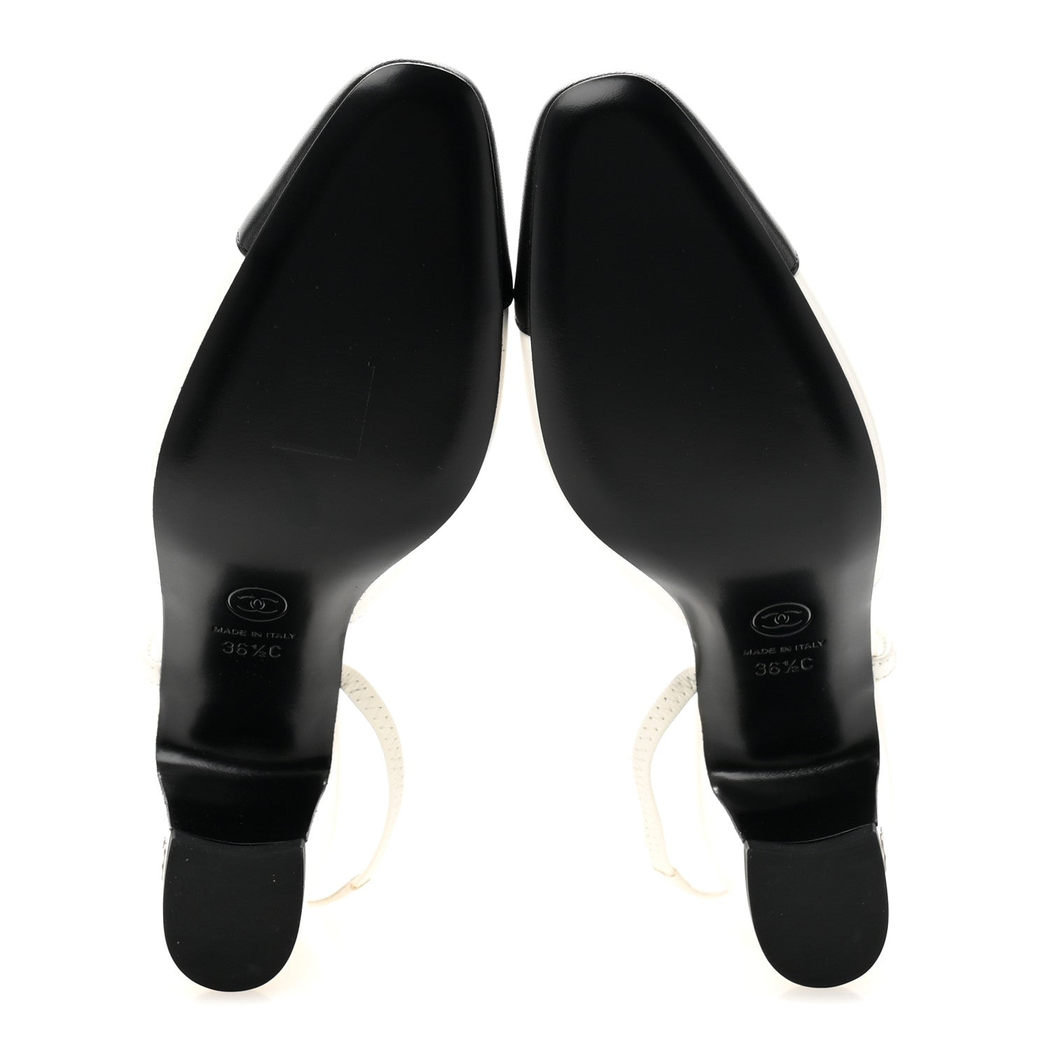 Chanel Lambskin Cap Toe CC Slingback Pumps 36.5 White Black 6 of 11