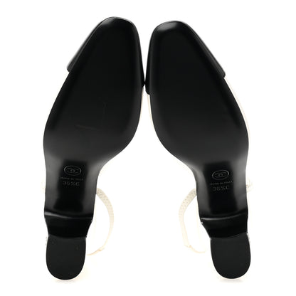 Chanel Lambskin Cap Toe CC Slingback Pumps 36.5 White Black 6 of 11