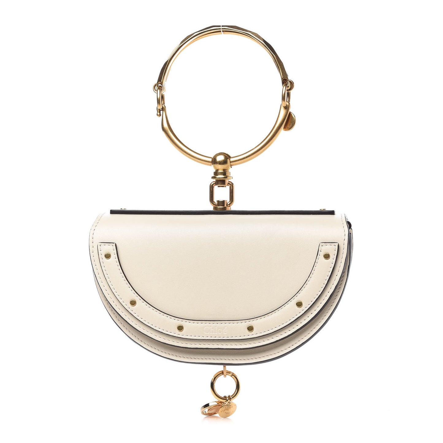 Calfskin Small Nile Bracelet Minaudiere Bag Off White