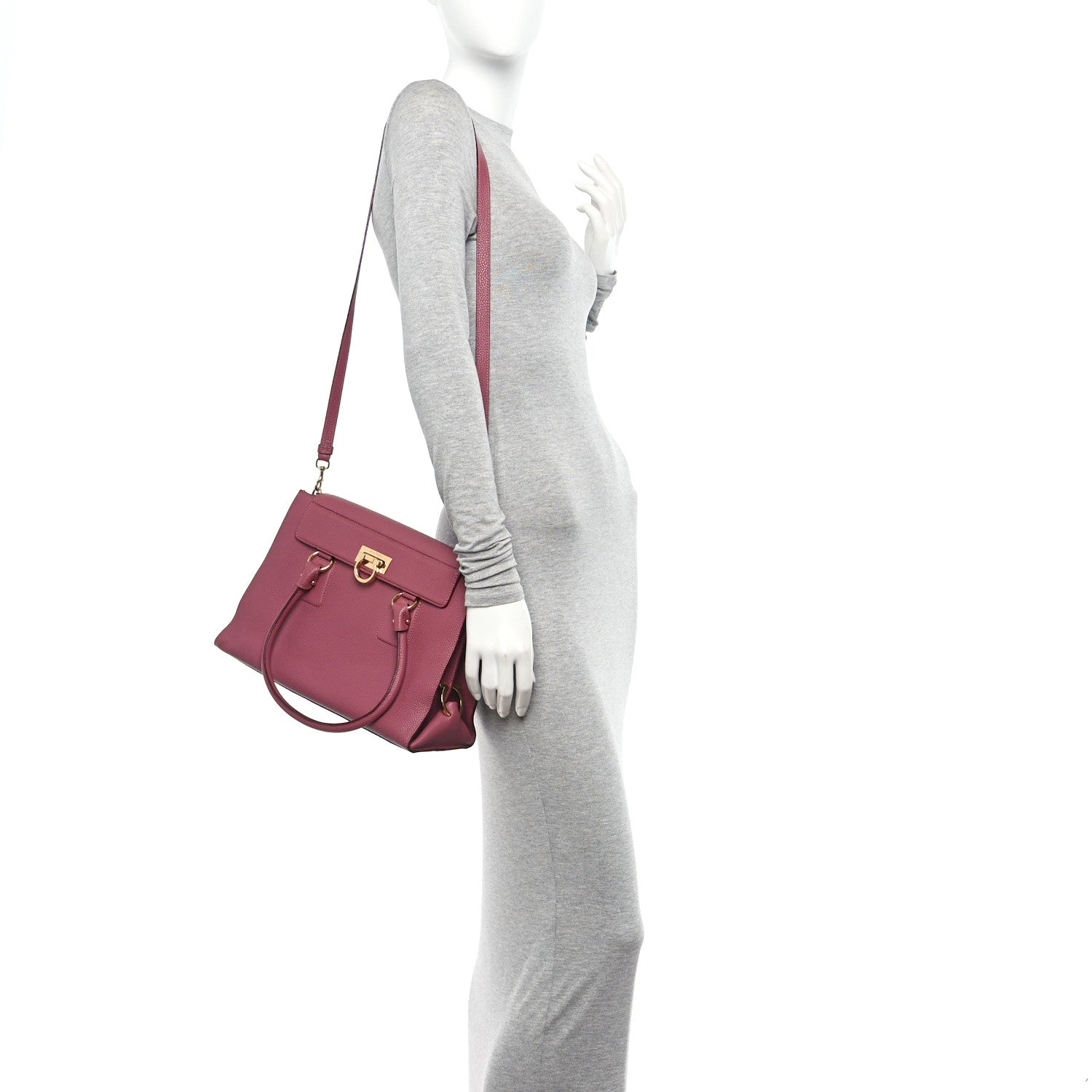 Salvatore Ferragamo Calfskin Lotty Satchel Griotte 2 of 12