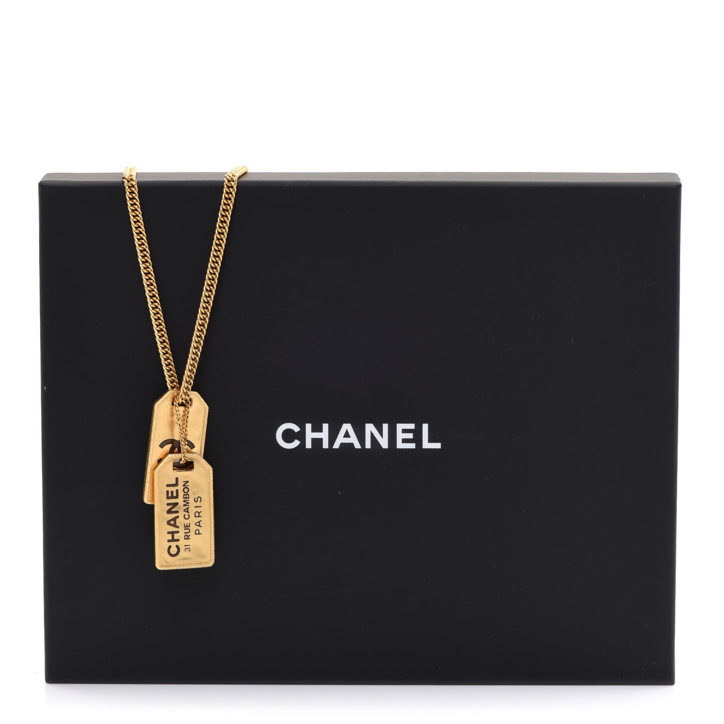 ID Dog Tag Charm Necklace Gold