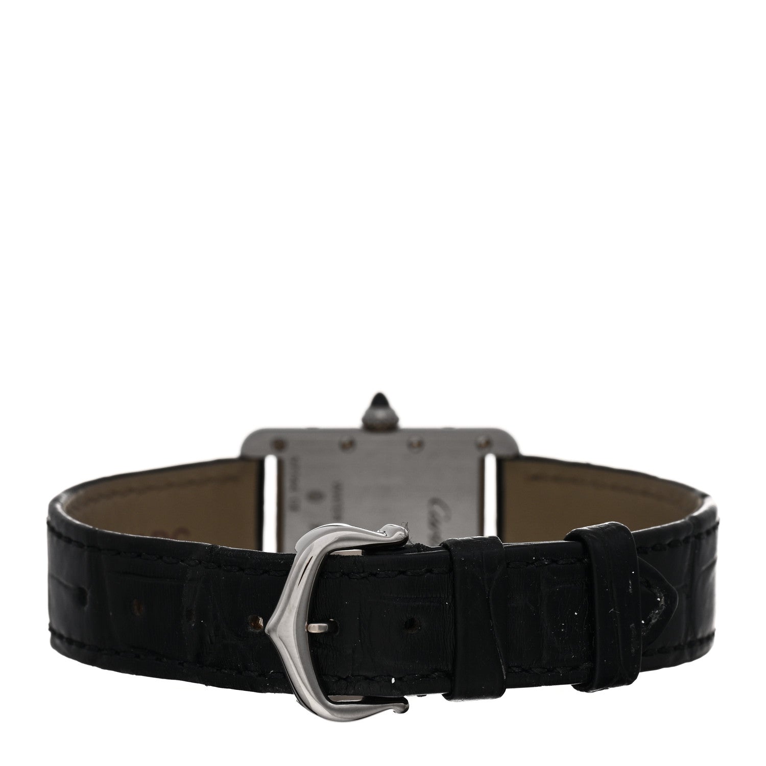 Cartier 18K White Gold Alligator 22mm Tank Louis Quartz Watch 3 of 4