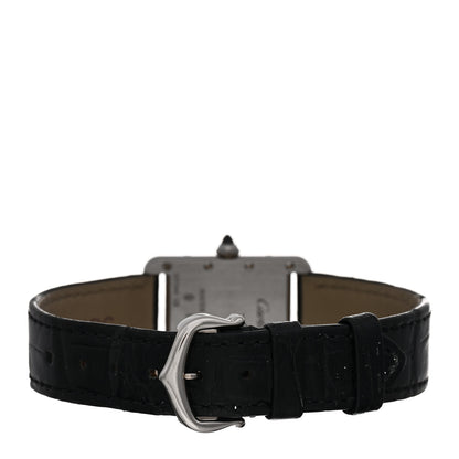 Cartier 18K White Gold Alligator 22mm Tank Louis Quartz Watch 3 of 4