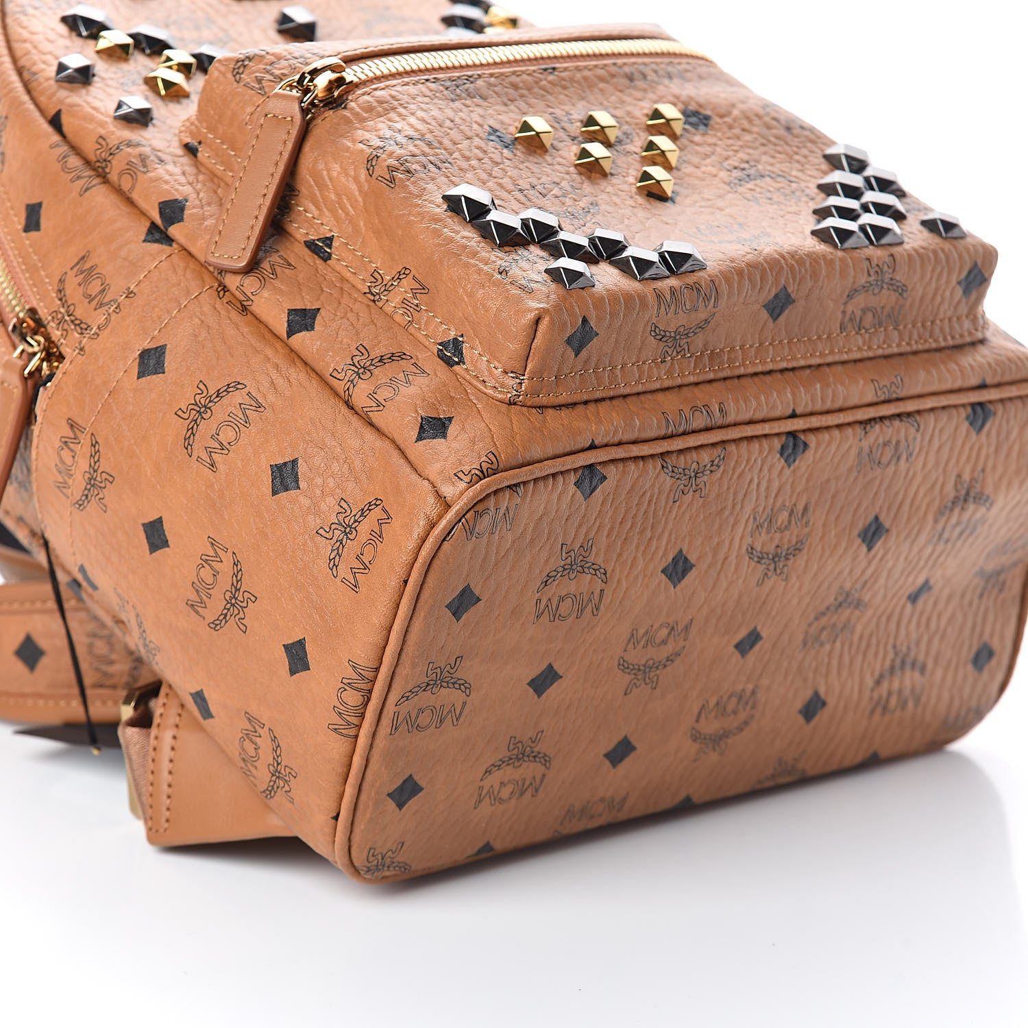 MCM Visetos Studded Small Stark M Backpack Cognac 8 of 9