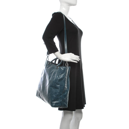 Prada Vitello Shine Tote Denim 2 of 11