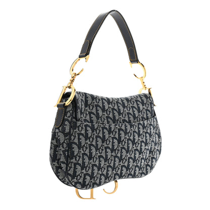 Christian Dior Monogram Double Saddle Bag Navy Blue 2 of 9