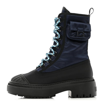 Fendi Nylon Baguette Domino 50mm Biker Boots 38 Eddie Black 1 of 10