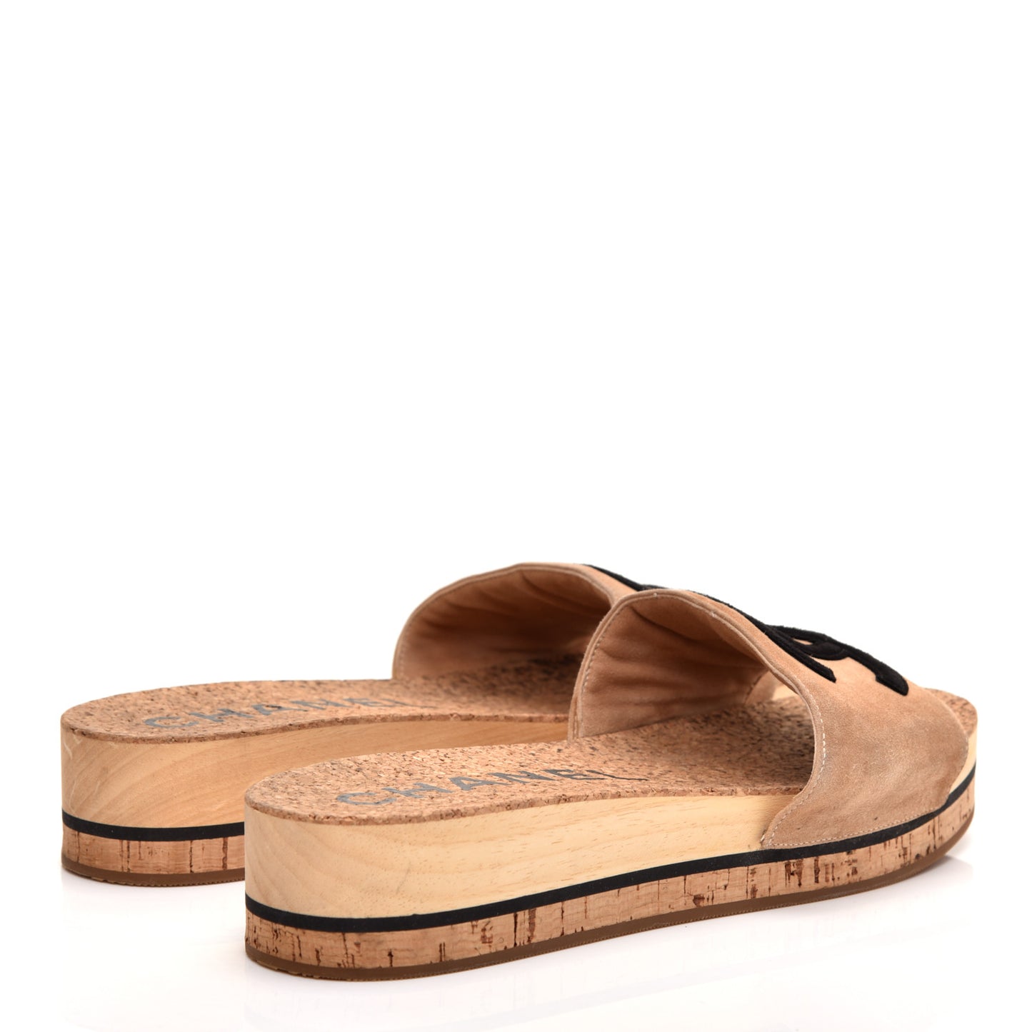 Suede Cork CC Mule Sandal 39 Beige Black