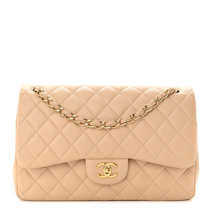 Chanel Lambskin Quilted Jumbo Double Flap Beige 1 of 21