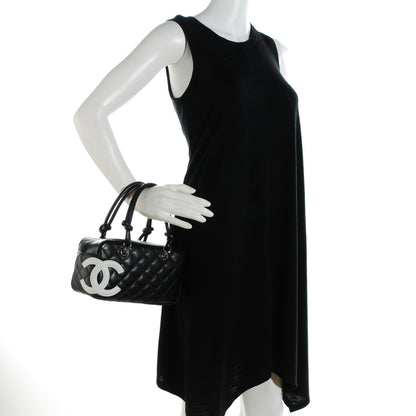 Chanel Calfskin Quilted Small Cambon Bowler Black White 2 of 8