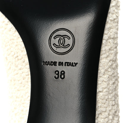 Chanel Tweed Patent Calfskin Pumps 38 White Black 7 of 9