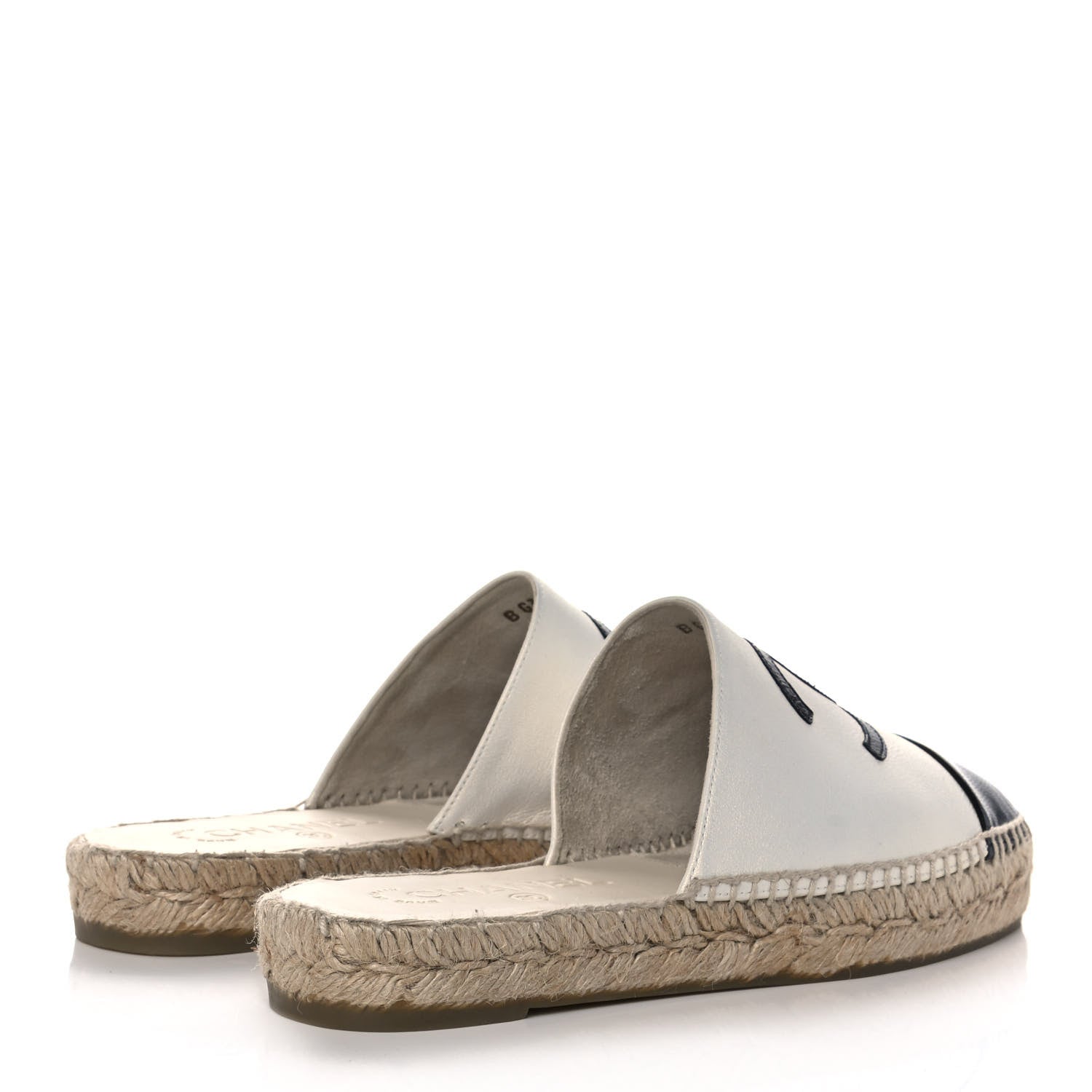 Chanel Iridescent Goatskin CC Espadrille Mules 37 Ivory Black 4 of 10