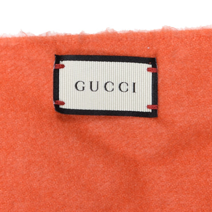 Gucci Silk Cashmere Mystic Cat Embroidered Scarf Orange 3 of 5