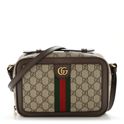 Gucci GG Supreme Monogram Web Small Ophidia Top Handle Shoulder Bag Brown 1 of 13