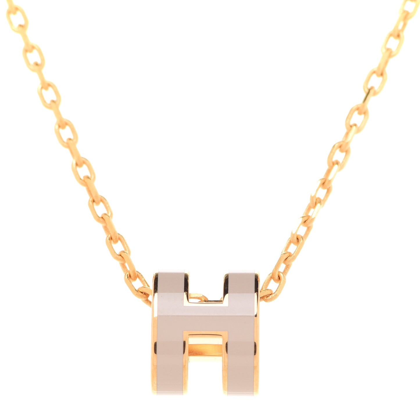 Lacquered Rose Gold Mini Pop H Pendant Necklace Marron Glace